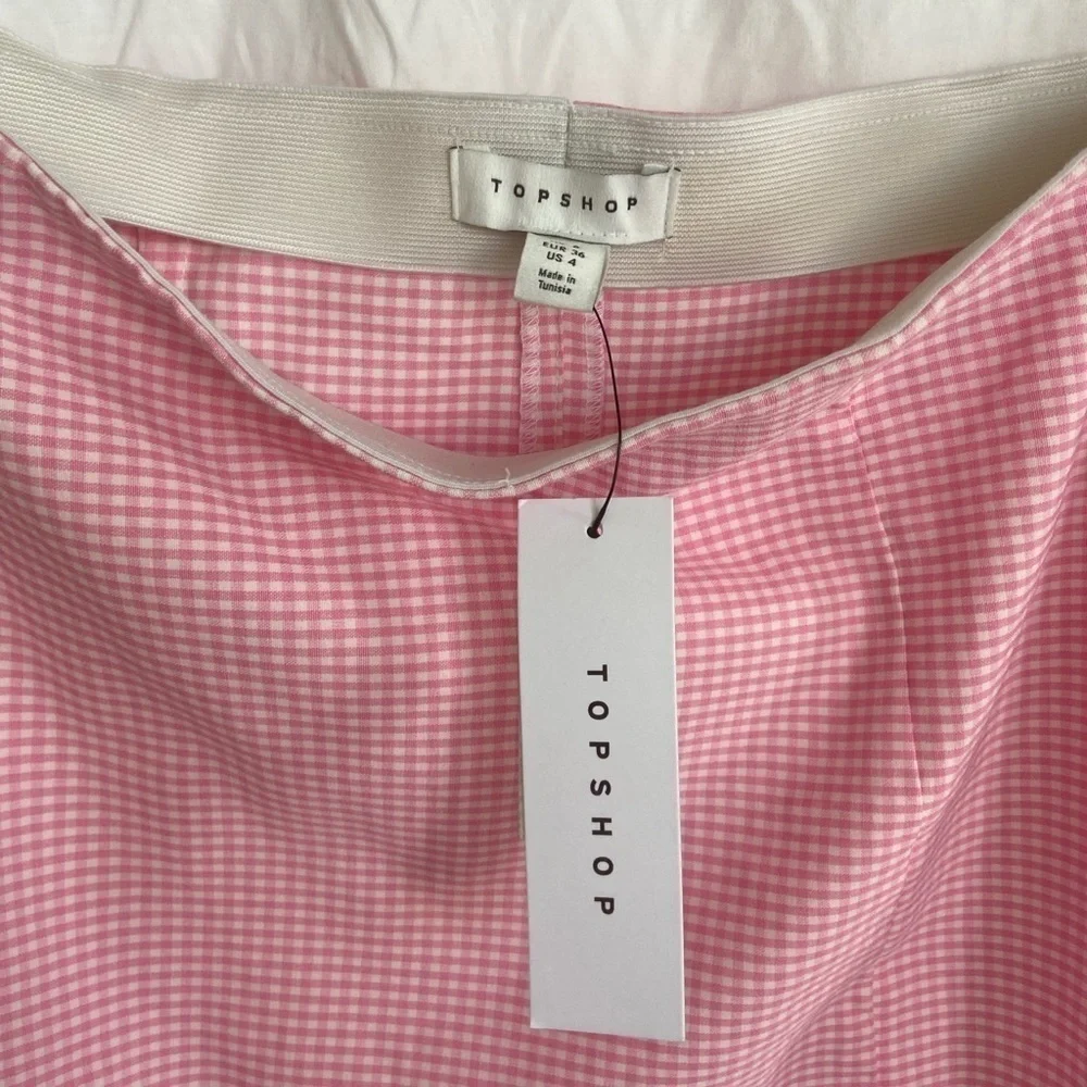TOPSHOP pink mini single layered plaid skirt Size 4 NEW - Picture 11 of 12